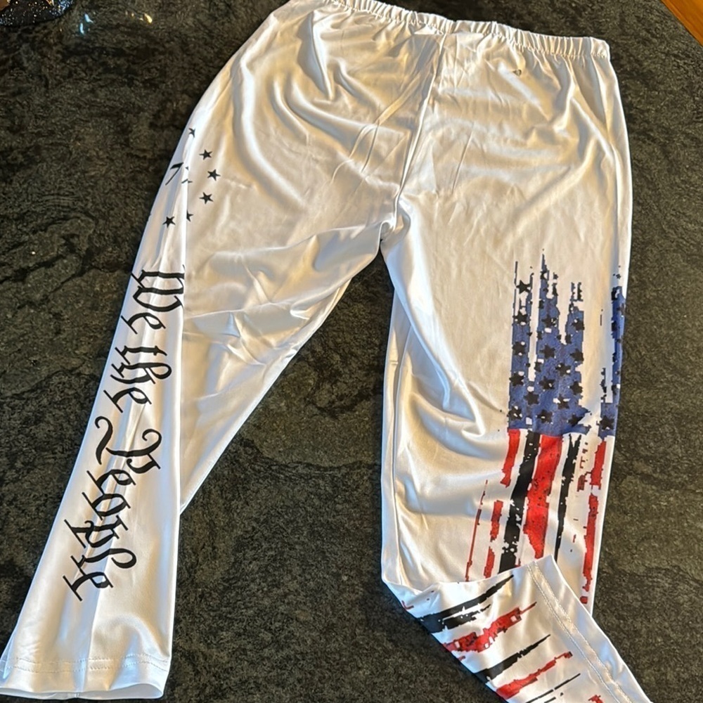 Patriotic White we the people 1776 Leggings